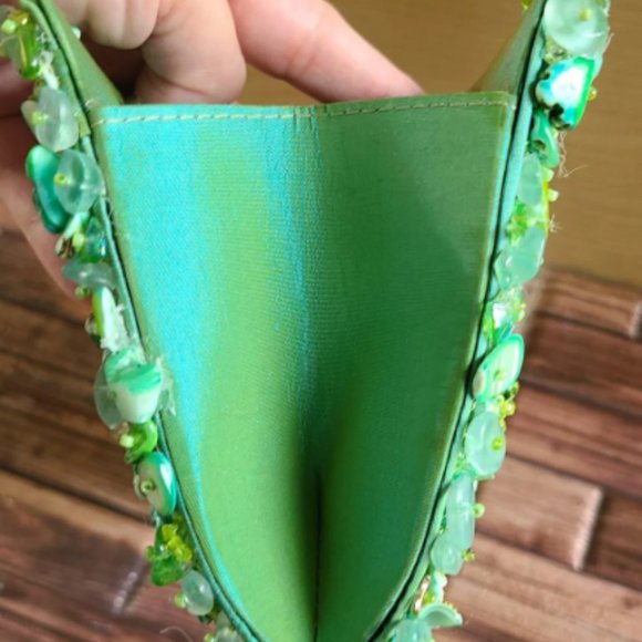 Vintage Handmade Natural Green Shell Mother of pearl Mosaic Clutch Bag - Picture 2 of 10